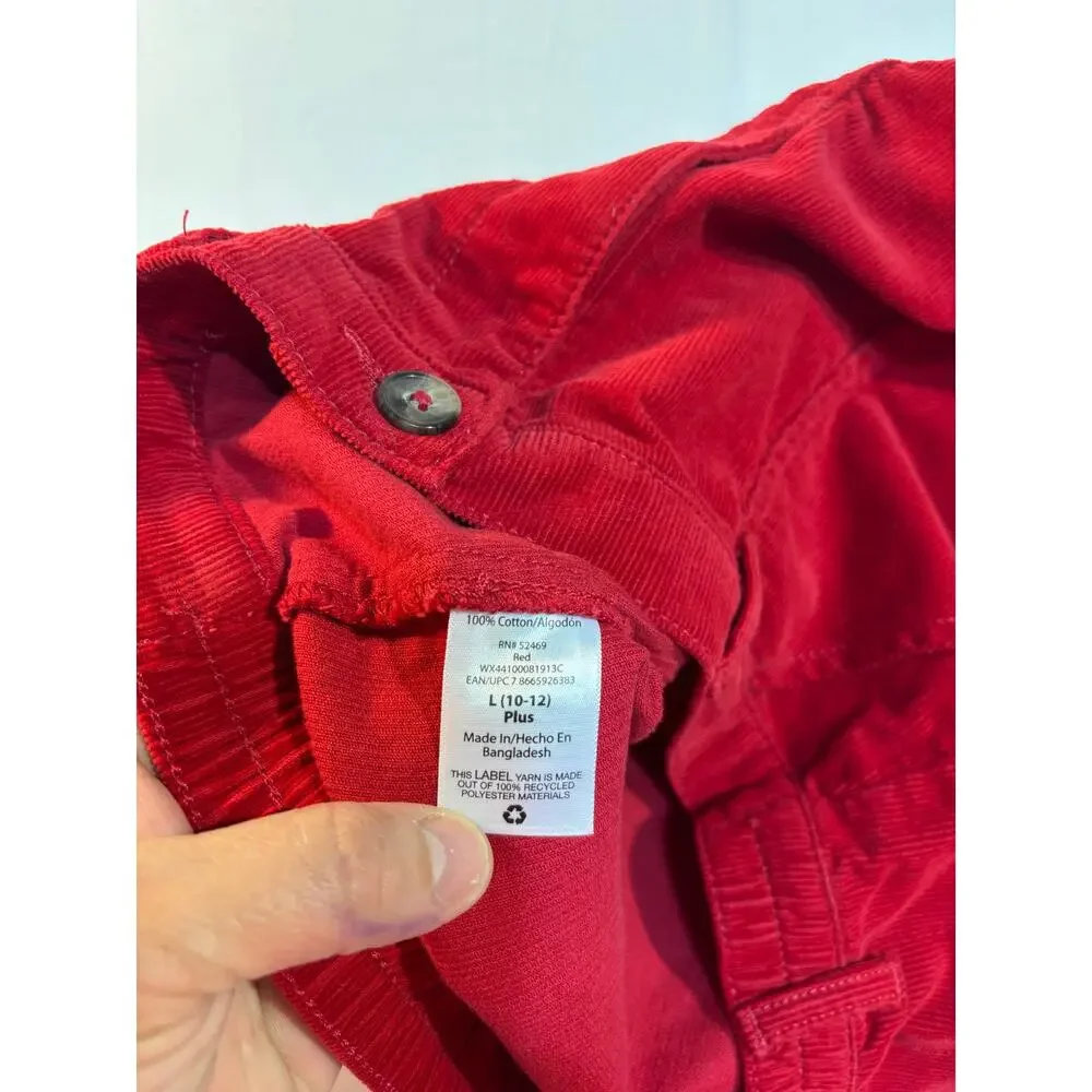 Wonder Nation Red Corduroy Mini Skirt Plus L 10-12 Cotton Pockets Casual